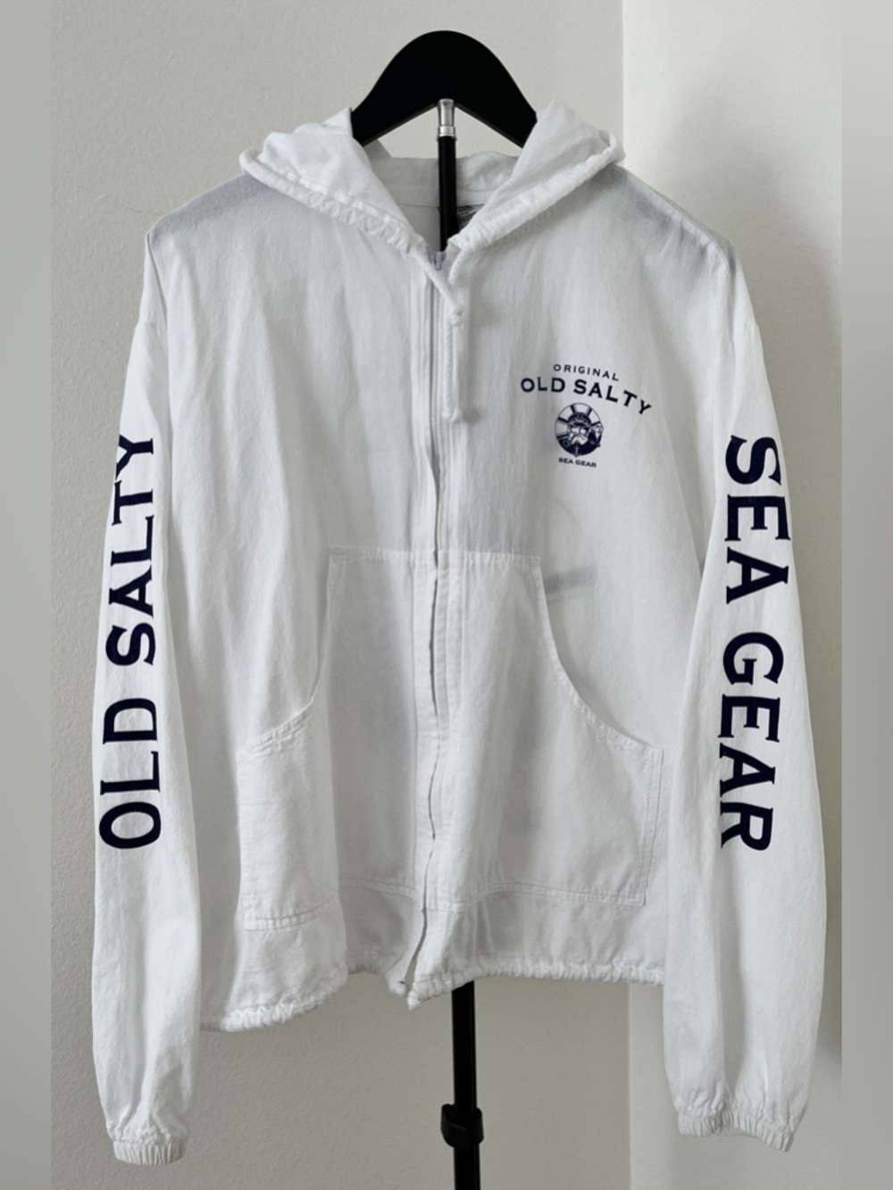 ⚓ Old Salty Sea Gear White Hooded Jacket | Boating + Beach + Shelling